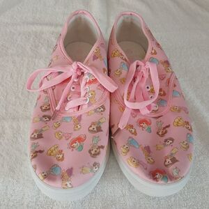 Pink Chibi Disney Princess canvas loafer shoes. Size 10